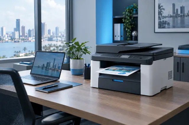 Multifonction A4 couleur sur un bureau